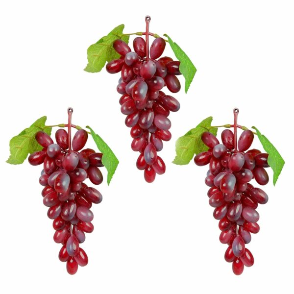 Artificial Hanging Grapes with Leaves - 3 Piece Set