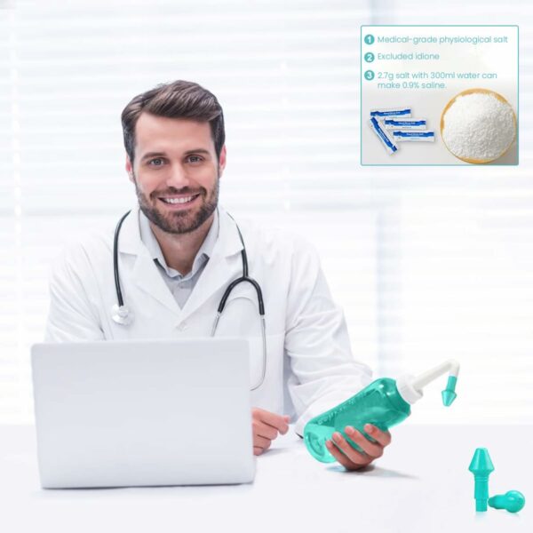 300ML Sinus Rinse Bottle for Adults & Kids - Nasal Irrigation with 2 Nozzles - Image 6