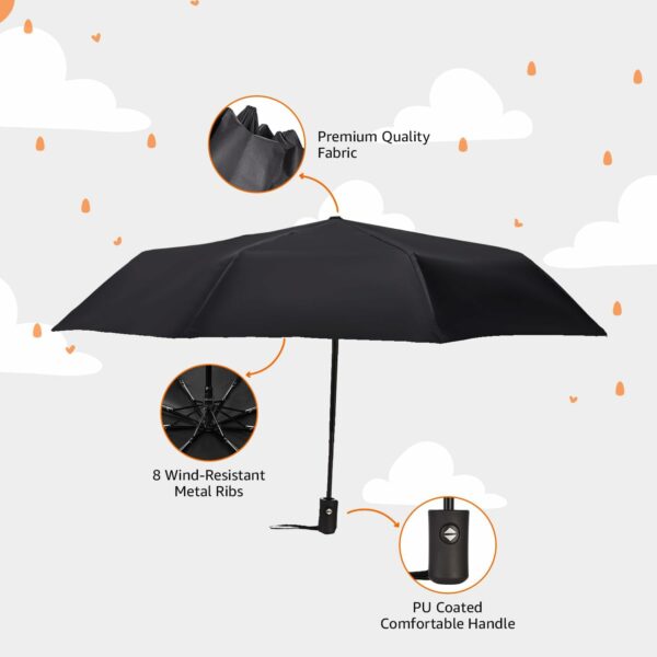 Compact Windproof Auto Open/Close Travel Umbrella for All Ages - Image 2