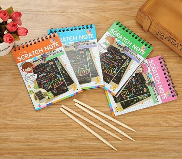 Rainbow Scratch Notebook with Pencil - Educational Toy for Kids - Image 3