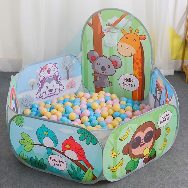 Kids Jungle Basketball Ball Pool - Foldable Play Tent for Ages 2+ - Image 2