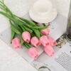 5 Pcs Artificial Tulip Flowers Bunches for Home Decoration - Pink