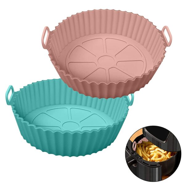 Round Silicone Air Fryer Liners - Nonstick & Reusable, 8 inch, Pack of 2
