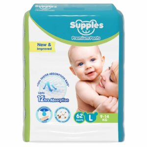Supples Premium Baby Diaper Pants, Large, 62 Count, 12 Hrs Absorption