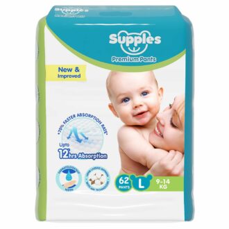 Supples Premium Baby Diaper Pants, Large, 62 Count, 12 Hrs Absorption