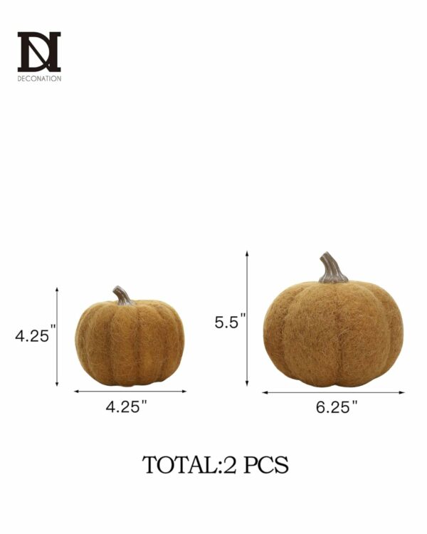 Handmade Yellow Woollen Pumpkin Set of 2 for Fall Decor - Image 6