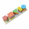 Kids Wooden Geometric Blocks Stacker Shape Sorter - 5 Columns