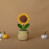 Handmade Crochet Sunflower & Daisy Potted Plants for Home & Car Decoration