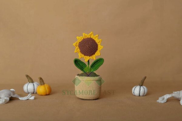 Handmade Crochet Sunflower & Daisy Potted Plants for Home & Car Decoration - Image 2
