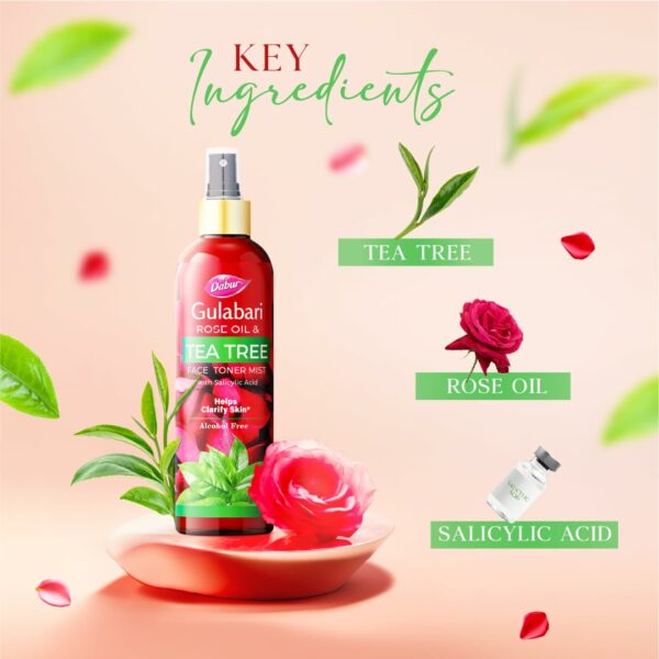 Gulabari Rose Oil & Tea Tree Face Toner Mist - 100ml - Image 4