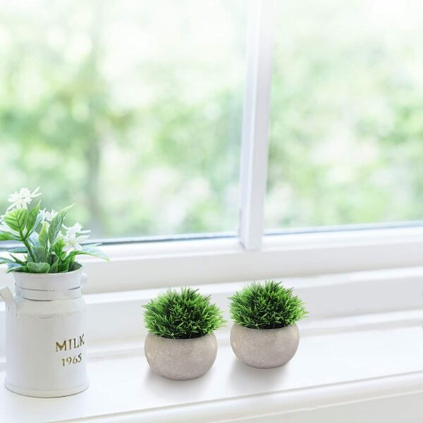 2 Pcs Small Artificial Potted Plants for Home & Office Decor - Image 2