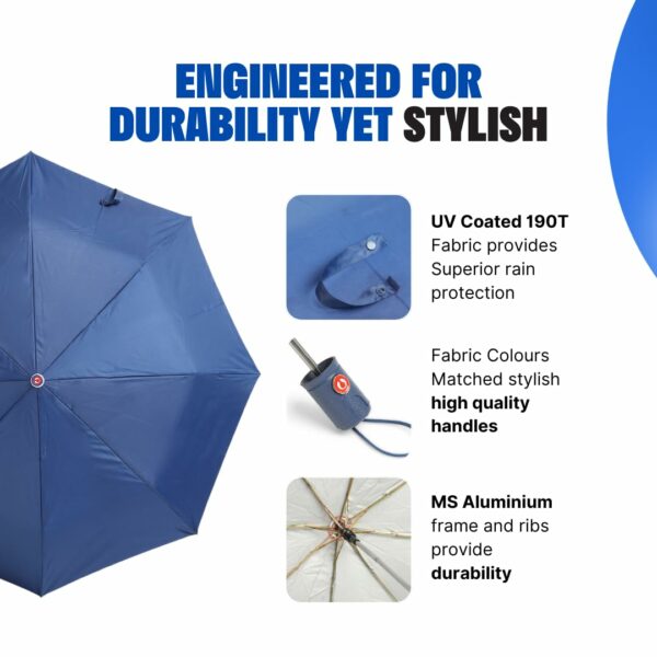 Stylish 3-Fold Umbrella for Men & Women, Windproof, Lightweight, 22 Inch - Image 4