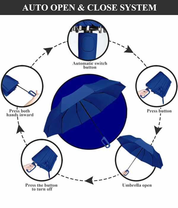 Compact Travel Umbrella with Carabiner Handle - Windproof & Waterproof - Image 6