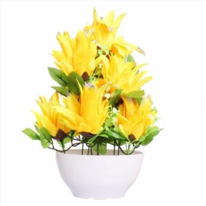 Artificial Decorative Flower Bunch with Ceramic Vase - Multi