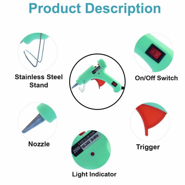 20W Mini Hot Melt Glue Gun with 10 Glue Sticks for DIY Crafts - Image 2