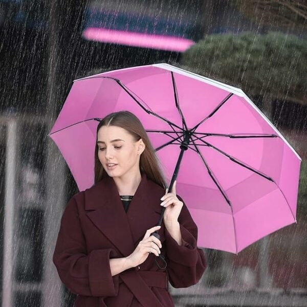Compact 3-Fold Travel Umbrella with Auto Open/Close - UV Coated, Windproof, Family Friendly - Image 5