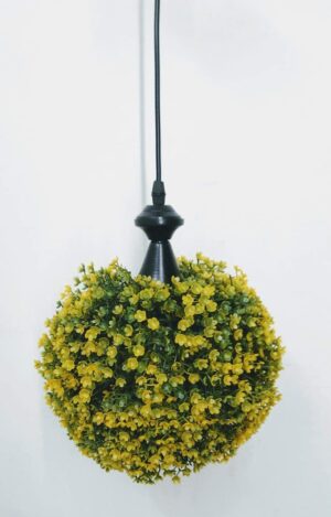 Faux Green Grass Ball Topiary Hanging Pendant Light Set