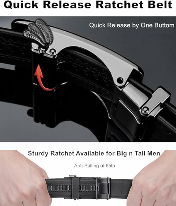 Genuine Leather Adjustable Belt for Men with Auto Lock Buckle - Image 5