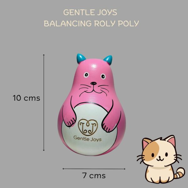 Premium Wooden Roly Poly Cat Toy for Babies & Toddlers - Image 3