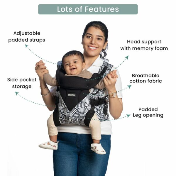 Ergonomic Monochrome Baby Carrier - Adjustable & Durable - Image 3