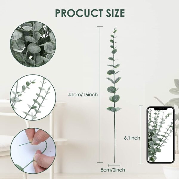 24 Pack Artificial Eucalyptus Stems - 15 Inch Greenery for Home Decor - Image 4