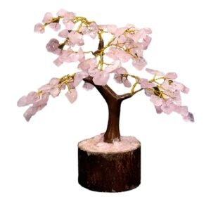 Natural Rose Quartz Chakra Tree - 100 Healing Beads - 7-8 Inches