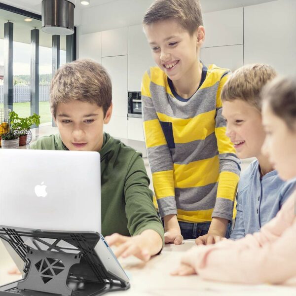 Adjustable Portable Laptop Stand with Phone Holder - Black - Image 4