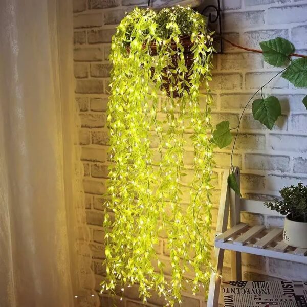 3 Meter Leaf Curtain Lights with Warm White LED - Artificial Willow Vines for Home & Event Decoration - Image 3