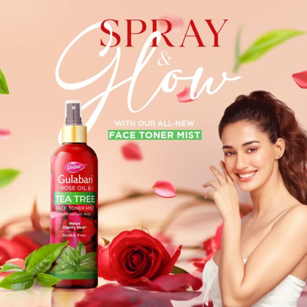 Gulabari Rose Oil & Tea Tree Face Toner Mist - 100ml - Image 3