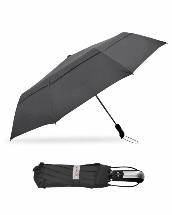 Large Automatic Foldable Umbrella with Travel Cover - Windproof Design