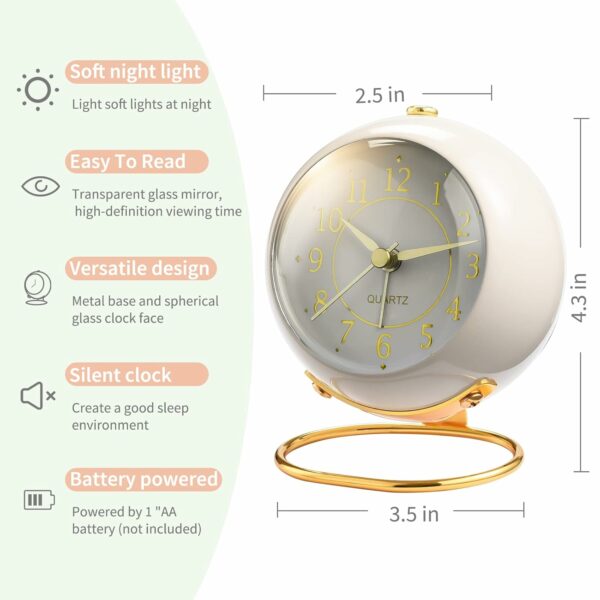 Stylish Battery Operated Silent Alarm Clock with Backlight - Image 6