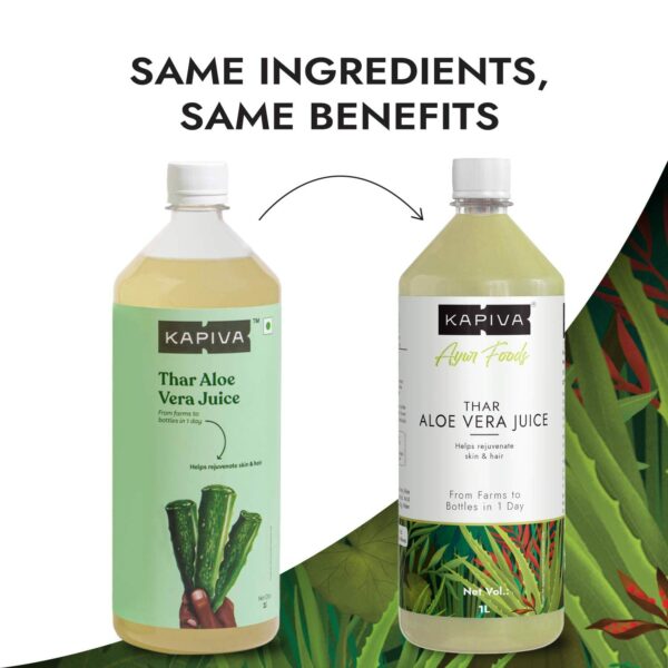 Aloe Vera Juice with Pulp - Natural Skin & Hair Rejuvenation, 1L - Image 2