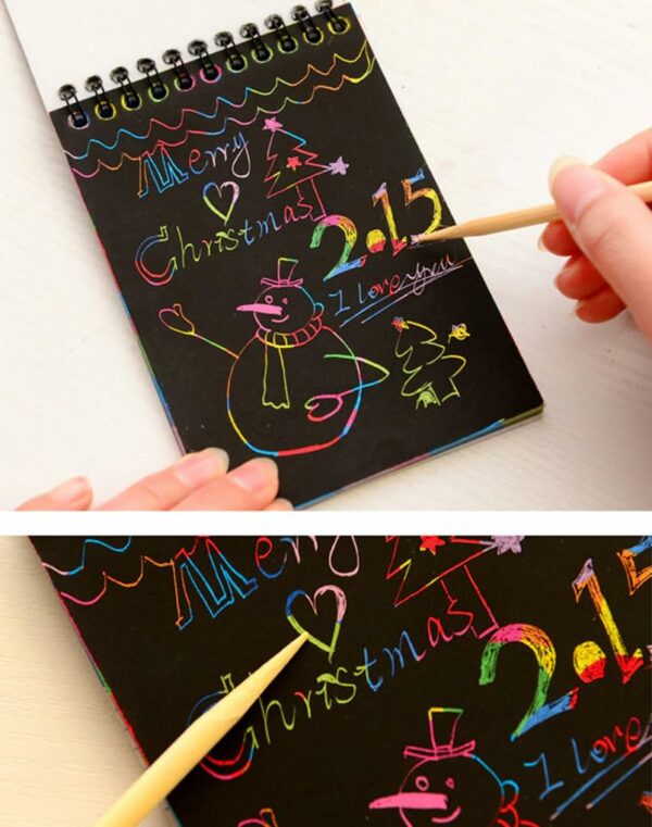 Rainbow Scratch Notebook with Pencil - Educational Toy for Kids - Image 4