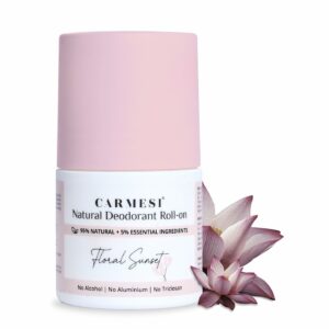 Natural Underarm Roll On Deodorant - 95% Natural Ingredients, Floral Sunset, 50 ml