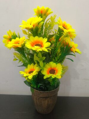 Artificial Sunflower Plant Pot - 45cm Yellow Home Decor