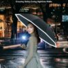 Compact Travel Umbrella with Reflective Strip & Windproof Design