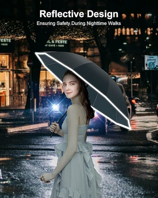 Compact Travel Umbrella with Reflective Strip & Windproof Design - Image 6