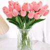 5 Pcs Artificial Tulip Flowers Bunches for Home Decoration - Pink