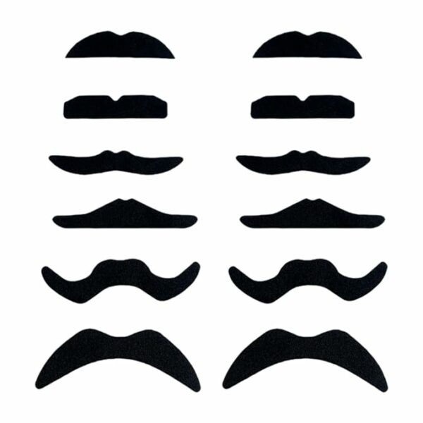 12x Self Adhesive Mustache Set for Parties and Costumes