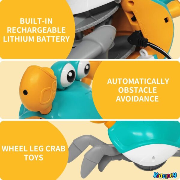 Interactive Crawling Crab Toy with LED Lights & Rechargeable Battery for Toddlers - Image 3