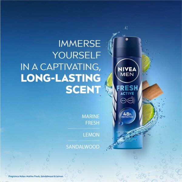Men's Fresh Active Deodorant 150ml - Antibacterial, Ocean Fresh - Image 5