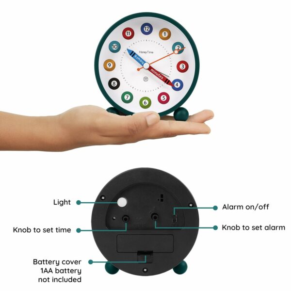 Silent Analog Table Alarm Clock with Night Light - Multicolor Design for Home & Office - Image 3