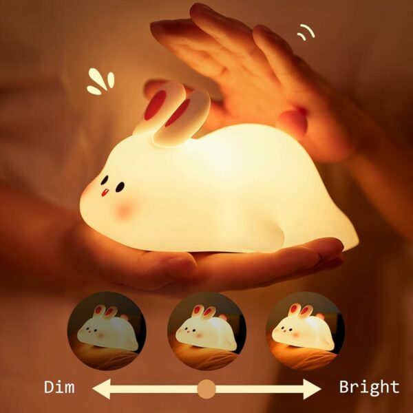 Cute Rabbit Night Light - Touch Silicone LED Lamp for Kids - Image 2