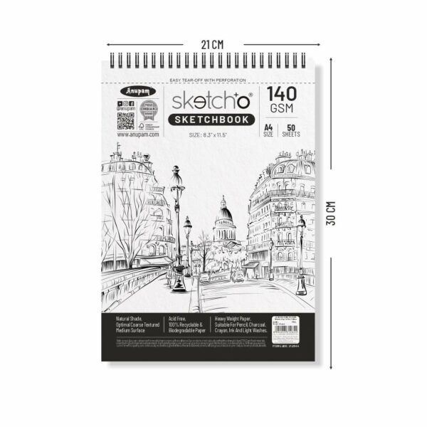 A4 Sketch Book - 140 GSM Acid-Free Paper, 50 Sheets - Image 2