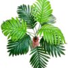 Natural Looking 12 Leaves Areca Palm Indoor Plant with Pot - 60 cm Green