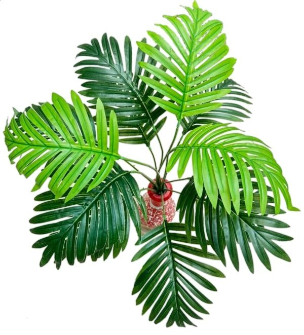 Natural Looking 12 Leaves Areca Palm Indoor Plant with Pot - 60 cm Green - Image 3