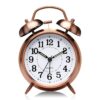 Twin Bell Copper Alarm Clock with LED Light - Vintage Rose Gold