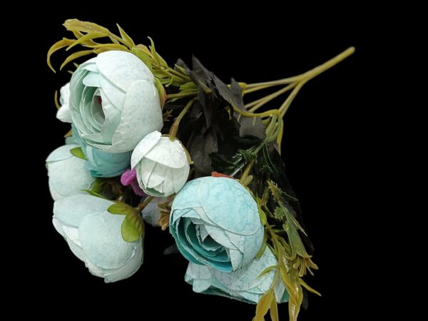 Artificial Sea Green Rose Flower Bunch for Home Decor, 35cm - Image 6