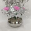 Artificial Pink Flower Pot with Silver Leaf - 40cm Home Decor