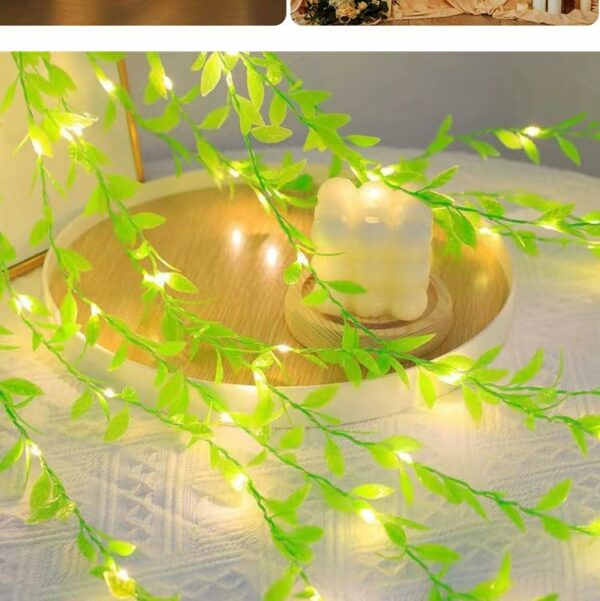 3 Meter Leaf Curtain Lights with Warm White LED - Artificial Willow Vines for Home & Event Decoration - Image 6